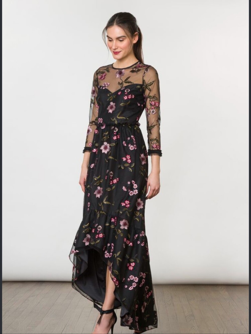 Shoshanna Floral Embroidered Maxi Dress Sz 6